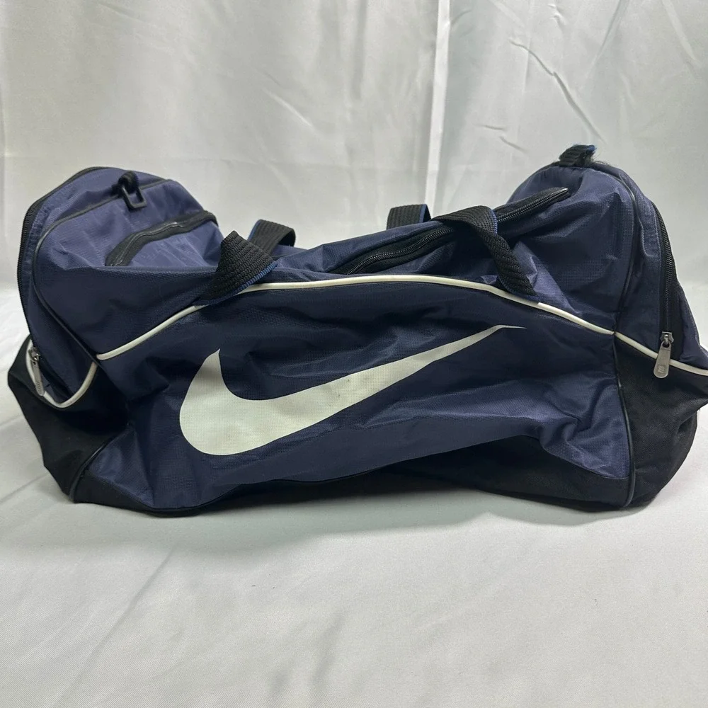 Vintage Nike Duffel Bag Unisex Large Navy Blue Sportswear Gym Travel Bag